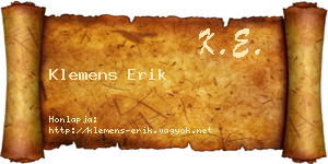 Klemens Erik névjegykártya